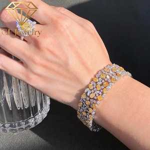 Pulsera de tenis de platino Art Déco con diamantes de laboratorio de colores vivos en varias filas, certificada por IGI, 30g, joyería fina vintage de alta gama - Product Image 3
