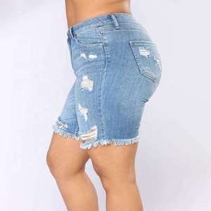 Shorts de Mezclilla Ajustados de Cintura Media para Mujer, Casuales de Verano, con Cierre de Botones, Lavado Claro, 100% Algodón, Tela de 400g, Bordado - Product Image 5