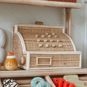 Caja registradora de juguete de ratán de gran calidad, juguete de cajero hecho a mano para niños pequeños, juguetes preescolares. - Product Image 6