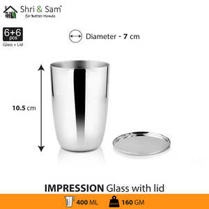 Impression Collection Juego de vajilla de acero inoxidable de 6 piezas con tapa de vidrio - Product Image 3