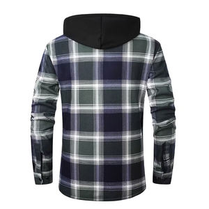 Veste en flanelle à capuche pour homme de haute qualité, en coton écologique, décontractée, à manches longues, avec boutons en corne, chaude, pour l'hiver, streetwear, logo sur le devant - Product Image 2