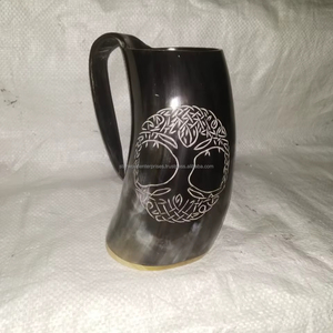 Bière en corne de boeuf de buffle Viking Vintage Horn Mug à collectionner pour la maison et l'hôtel du fournisseur indien - Product Image 1