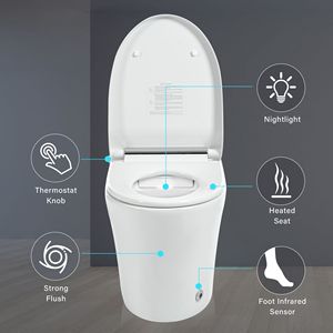 WC Intelligente con Sedile Riscaldato a Temperatura Regolabile, Design Moderno Allungato, Funzioni di Scarico Automatico e Doppio Scarico - Product Image 5