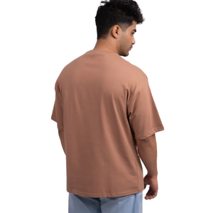 T-shirt Homme Oversize Col Rond Manches Courtes Épaules Tombantes Coupe Décontractée Minimaliste Décontracté Vente en Gros Personnalisé Vêtements de Mode Hauts - Product Image 2