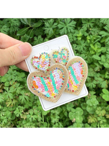 Pendientes de Aro con Cuentas de Cristal en Forma de Corazón Rosa Intenso, Hechos a Mano, Ligeros y Clásicos, para el Día de San Valentín, Marca MULTI CRAFT, 2026 - Product Image 2