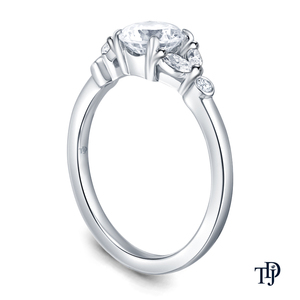 Bague de fiançailles en or 10K avec pierres latérales marquise et rondes, design feuille inspiré de la nature, diamant central (naturel) OEM - Product Image 2