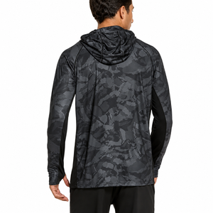 Sweat-shirt à capuche camouflage pour homme, coupe ajustée, séchage rapide, design sportif tricoté avec fonction masque - Product Image 2