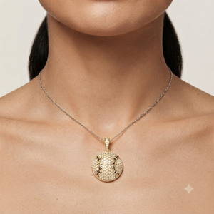 Pendentifs tendance plaqués or 10K bicolores personnalisés en forme de mini balle de baseball avec diamants de laboratoire, style Hip Hop esthétique, cadeau unisexe pour fête - Product Image 2