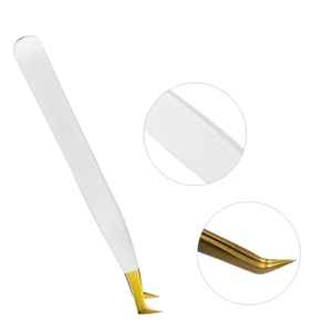 Pince à épiler en acier inoxydable à pointe en fibre pour extensions de cils, volume russe, pointe lisse 45°, marque privée, haute qualité - Product Image 3