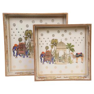 Plateau de service carré en bois au design attrayant, qualité commerciale, pour la décoration de la maison, la salle à manger et la cuisine - Product Image 1