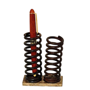 Stylish Iron Metal Pen Pencil Holder With <b>Wood</b> Base Black Finish Contemporary Design for Home Office Desk tabletop Decor - Product Image 1