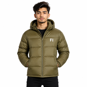 Wholesale Puffer Men's <b>Jackets</b> <b>Hooded</b> Quilted <b>Padded</b> Winter <b>Jacket</b> Full Zip Warm Outdoor Casual <b>Jacket</b> OEM Custom Manufacturer - Product Image 1