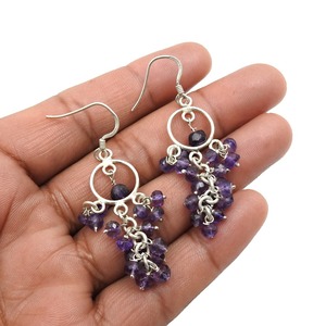 Bohemian Style 925 Sterling Silver Chandelier <b>Earrings</b> Classy Design Party Bohemian Jewelry Comes With Amethyst Gemstones - Product Image 3