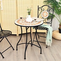 Ensemble de table de bistrot en mosaïque en acier inoxydable durable de haute qualité, table à manger minimaliste en céramique pour patio, mobilier de jardin, cour