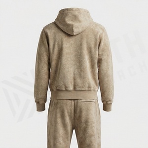 Ensembles de survêtements décontractés délavés à l'acide, zippés, effet soleil, en coton, pour hommes, avec sweats à capuche et pantalons de jogging, style athlétique streetwear - Product Image 2