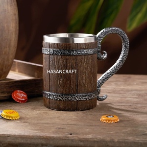 Chope à bière en bois de manguier 100% naturel et en acier, artisanale, tasse à bière, cadeau idéal pour les amateurs de bière - Product Image 6