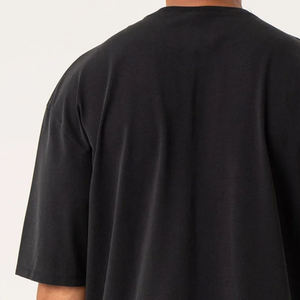 T-shirt surdimensionné noir 100 % coton personnalisé pour homme, col rond, manches courtes, couleur unie, tricot jersey, coupe décontractée - Product Image 6