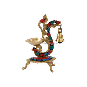 Hand-Carved Floral Brass Diya - Product Image 4