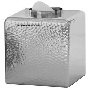 Boîte à mouchoirs carrée en métal martelé argenté, distributeur moderne et élégant pour salle de bain, chambre et bureau - Product Image 1