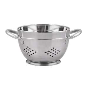 Stainless Steel Perforated <b>Colander</b> Vegetable Washing Basket Deep <b>Colander</b> Black Silver Dark Grey Color Vegetable <b>Strainer</b> - Product Image 1