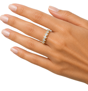 Designer Eternity Band Round Lab Grown Diamond 18K Solid Gold Wedding Band Milgrain Vintage Style Stackable Ring <b>Bridal</b> Jewelry - Product Image 5