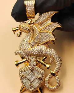 Colgante de Dragón Citrino Estilo Hip Hop, Plata 925, con Incrustaciones de Diamantes, Collar del Zodiaco para Regalo, Colgante Personalizado con Moissanita VVS - Product Image 1
