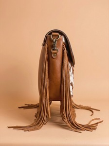 Vintage Genuine Leather Shoulder Bag Fringe Crossbody <b>Purse</b> Embossed Floral Pattern for Daily Travel - Product Image 3