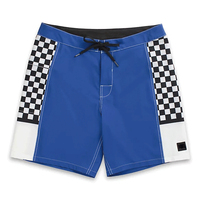 Shorts de bain pour hommes à carreaux bleu marine avec bande latérale, taille mi-haute, cordon de serrage, séchage rapide, respirant, style décontracté, 100 % polyester, longueur courte