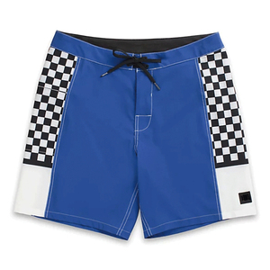 <b>Men's</b> Navy <b>Checkered</b> Side Stripe Board <b>Shorts</b> Mid Waist Drawstring Quick Dry Breathable Casual Style 100% Polyester <b>Short</b> Length - Product Image 2