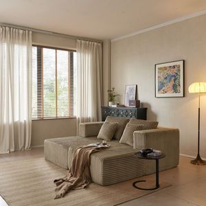 Poltrona Chaise Longue Doppia Oversize in Velluto a Coste, Sedia Letto Imbottita per Soggiorno, Divano Cloud Senza Montaggio - Product Image 6
