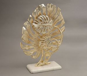 Modern Gold Plated Foliage Sculpture Handmade Artistic Plant Design for Living Room Tabletop Decor - Product Image 1