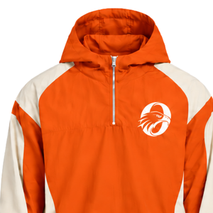 Mens <b>Orange</b> Neutral Colorblock Windbreaker <b>Hoodie</b> Lightweight Quarter Zip Pullover Jacket Outdoor Running Sports Casual Top - Product Image 3