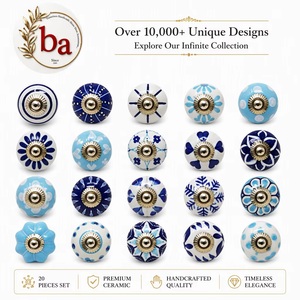 Beads Art – Lot de 20 poignées de tiroir en céramique écologiques et modernes, bleu turquoise, pour armoires, chambres et commodes d'hôtel - Product Image 1