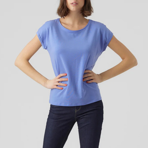 T-shirts décontractés pour femmes, coupe ajustée, qualité supérieure, vente en gros, t-shirts unis à manches courtes pour l'été - Product Image 1