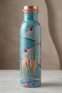 Botella de Agua de Cobre con Arte Mosaico, Botella de Cobre Puro para Beber, Botella de Cobre con Diseño Floral, Botella Ayurvédica para el Bienestar - Product Image 4