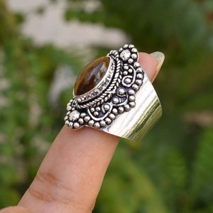 Tiger’s Eye <b>Silver</b> <b>Ring</b> 925 Sterling <b>Silver</b> Tiger Eye Gemstone Jewelry <b>Statement</b> <b>Ring</b> for Women - Product Image 4