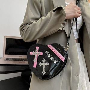 Nuevo Bolso Bandolera de Moda para Mujer, de Cuero PU, con Estampado de Corazón Oscuro y Animales, con Cierre de Cremallera y Broche, Estilo Dulce y Moderno - Product Image 1