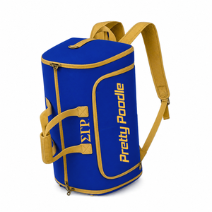 Bolsa de lona personalizada de la hermandad Sigma Gamma Rho, azul y dorada, con logotipo bordado, para uso diario, de gran capacidad, de nailon y poliéster. - Product Image 2