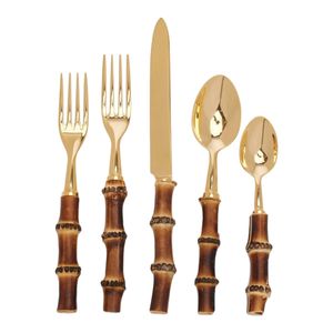 Elegante Juego de Cubiertos de Acero Inoxidable con Mango de Madera, Colección de Tenedores, Cucharas y Cuchillos para Accesorios de Cocina Modernos - Product Image 1