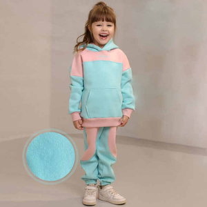 Ensemble de survêtement polaire personnalisé pour enfants, couleurs pastel, sweat à capuche et pantalon de jogging pour tout-petits, vente en gros, tenue d'hiver épaisse pour enfants - Product Image 5