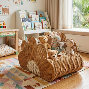 Handmade Rattan <b>Flower</b> <b>Basket</b> <b>for</b> Kids, Natural Woven Children's Toy Storage & Organizer <b>Basket</b>, OEM Wholesale Vietnam - Product Image 4
