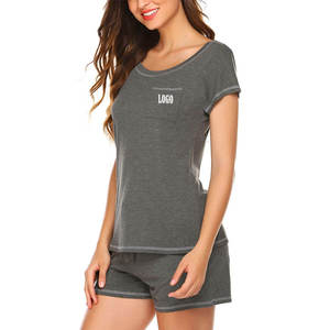 Conjunto de Camiseta y Pantalones Cortos Deportivos Transpirables de Algodón para Mujer, Color Sólido, Ropa Casual de Verano, Conjunto de Dos Piezas al por Mayor, Cintura Elástica - Product Image 3