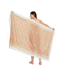 El Mejor Pareo de Algodón con Estampado Artesanal para Mujer, Ligero, para Usar sobre el Bikini, Ropa de Playa y Resort para el Verano - Product Image 5