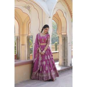 Diseñador Rosa Lenhanga Choli Conjunto de Mujer - Product Image 3