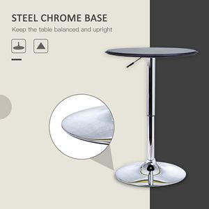 Tavolo da bistrot rotondo da 25 pollici con base in acciaio cromato ad altezza regolabile per cucina domestica e sala da pranzo Nero/Cromo - Product Image 6