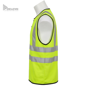เสื้อกั๊กนิรภัยสำหรับงานอุตสาหกรรม สีเหลืองนีออน ตัดเย็บด้วยแถบสีดำแบบคู่ สะท้อนแสงแนวนอนสองเส้น - Product Image 2