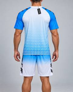 ชุดเสื้อฟุตบอลชาย CLAW INTL สีน้ำเงินขาวไล่เฉดแบบซับลิเมชั่น คอเสื้อแบบเต็มแขน ระบายเหงื่อได้ดี ผลิตจากโพลีเอสเตอร์ ทรงพอดีตัว - Product Image 6