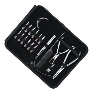 Nuevo kit de herramientas para extensiones de cabello plateadas con aplicador de microanillos, alicates, aguja de bucle, enhebrador, gancho, clips de estilizado y peine para uso comercial - Product Image 1