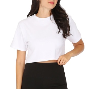 Camisetas de algodón blancas de lujo con diseño personalizado, manga corta, estilo crop top para mujer, tallas grandes, corte holgado. - Product Image 1