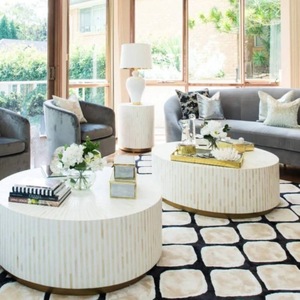 Table en os incrusté de la marque ILAHI, design moderne, détails en agate, rangement, meuble portable pour la maison - Product Image 2